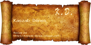 Kaszab Dénes névjegykártya