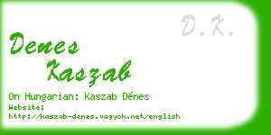 denes kaszab business card